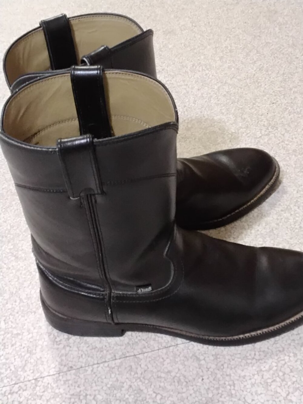 Justin Men's Temple 10" Black Leather Roper Western Boots | JB3000 | Size 12D - Picture 6 of 10